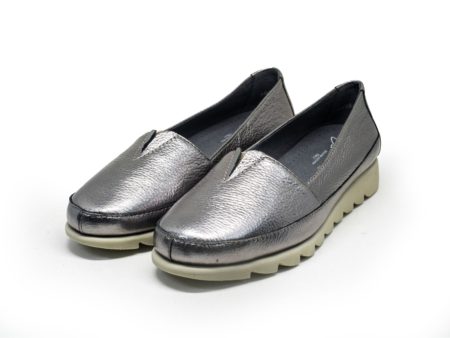 Barani Leather Pumps Ballet Flats 8938-71 Silver Cheap