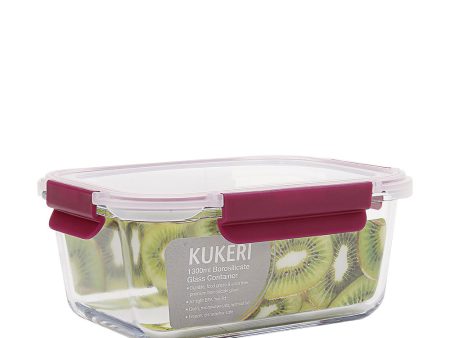 Kukeri 1300ml Borosilicate Glass Container - Maroon For Discount