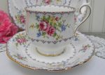 Vintage Royal Albert Petit Point China Pink Roses Teacup Saucer and Luncheon Plate on Sale