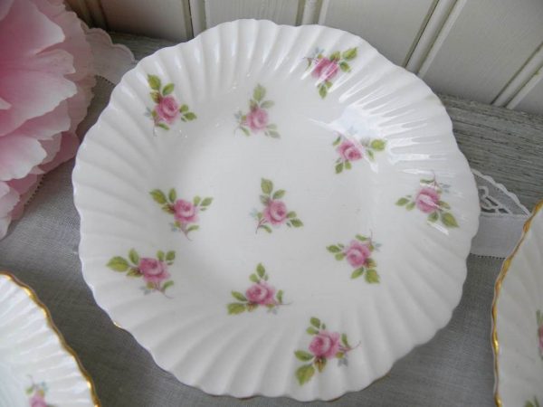 Set of 4 Vintage Pink Rose Rosebud Bone China Bowls For Cheap