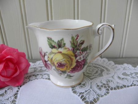 Vintage Queen Anne Manor Roses Creamer Pink and Yellow Roses on Sale