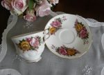 Vintage Pink and Yellow Roses Teacup and Saucer Fashion