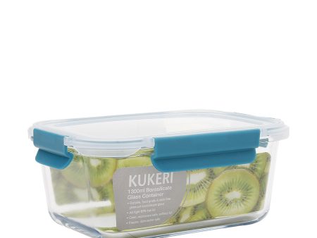 Kukeri 1300ml Borosilicate Glass Container - Teal For Sale