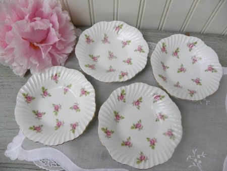 Set of 4 Vintage Pink Rose Rosebud Bone China Bowls For Cheap