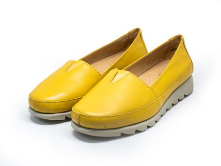 Barani Leather Pumps Ballet Flats 8938-71 Lemon Online now