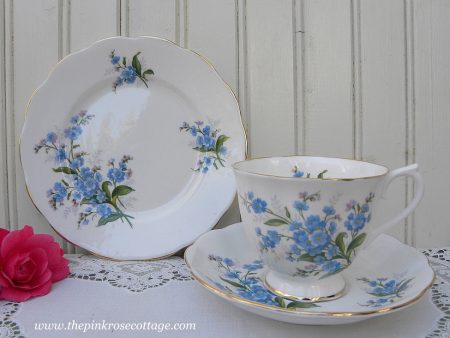 1950 s Vintage Royal Albert Forget-Me-Not Teacup Saucer and Dessert Plate Cheap