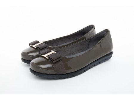 Barani Leather Pumps Ballet Flats With Fixed Buckle 8841-199 Grey Patent Discount