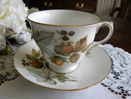 Vintage Queen Anne Nuts and Berries Teacup and Saucer Hot on Sale