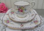 Vintage Royal Albert Petit Point China Pink Roses Teacup Saucer and Luncheon Plate on Sale