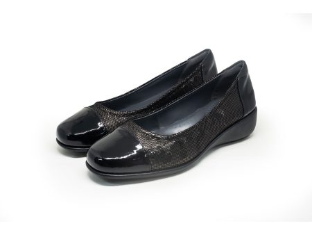 Barani Textured Leather Pumps With Micro Wedge 8948-128TX Black Online Sale