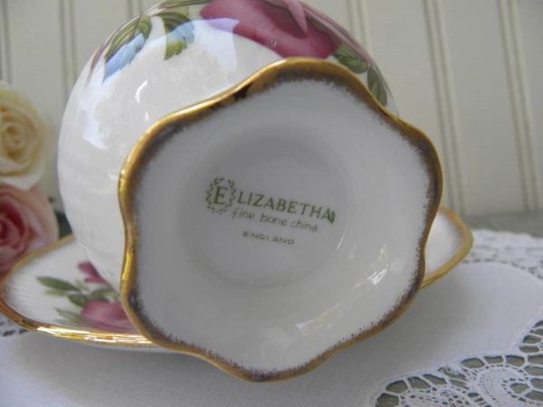 Vintage Elizabethan Deep Pink Rose Teacup and Saucer Cheap