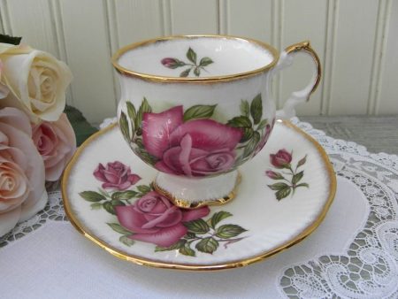 Vintage Elizabethan Deep Pink Rose Teacup and Saucer Cheap