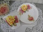 Vintage Adderley Pink and Yellow Roses Teacup and Saucer Online now