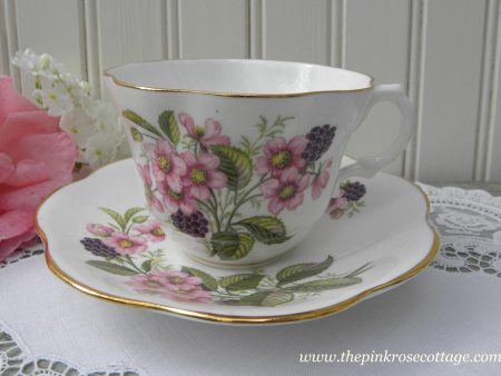 Vintage Blackberries and Pink Blackberry Blossoms Teacup and Saucer Supply