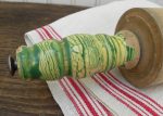 Vintage Wooden Rolling Pin with Jadite Green and Cream Handles Hot on Sale