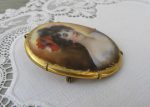 Antique Victorian Edwardian Hand Painted Woman with Poppy Pin Brooch Online Hot Sale