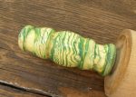 Vintage Wooden Rolling Pin with Jadite Green and Cream Handles Hot on Sale