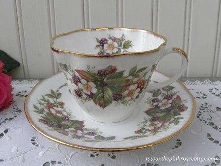 Vintage Blackberries and Blossoms Teacup and Saucer Sale