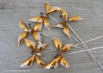 5 Vintage Aluminum and Glass Gold Butterfly Floral Picks Fashion