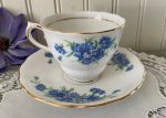 Vintage Colclough China Blue Bachelor Buttons Teacup and Saucer For Cheap