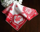 Vintage Valentine s Day Ribbon Hearts and Flower Bouquet Handkerchief Fashion