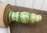 Vintage Wooden Rolling Pin with Jadite Green and Cream Handles Hot on Sale