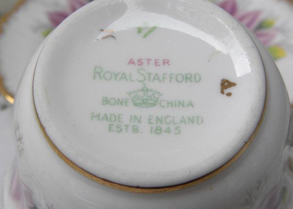 Vintage Royal Stafford Purple Aster Teacup and Saucer Online now