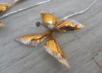 5 Vintage Aluminum and Glass Gold Butterfly Floral Picks Fashion