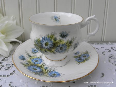 Vintage Elizabethan Blue Bachelor Buttons Teacup and Saucer Cheap