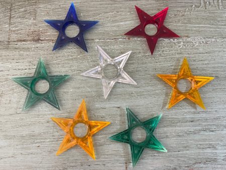 7 Vintage Plastic Star Christmas Tree Bulb Reflectors Discount