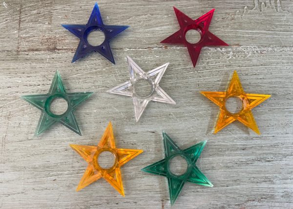 7 Vintage Plastic Star Christmas Tree Bulb Reflectors Discount