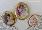 Antique Victorian Edwardian Hand Painted Woman with Poppy Pin Brooch Online Hot Sale