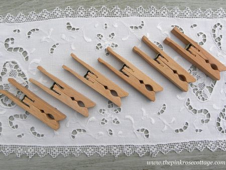 6 Vintage Unusual Wooden Laundry Clothes Pins Online Sale