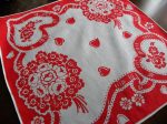 Vintage Valentine s Day Ribbon Hearts and Flower Bouquet Handkerchief Fashion