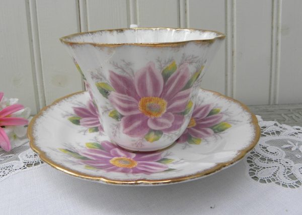 Vintage Royal Stafford Purple Aster Teacup and Saucer Online now