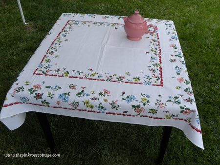 Vintage Tablecloth with Flower Blossoms Violets Bell Flowers and More For Discount