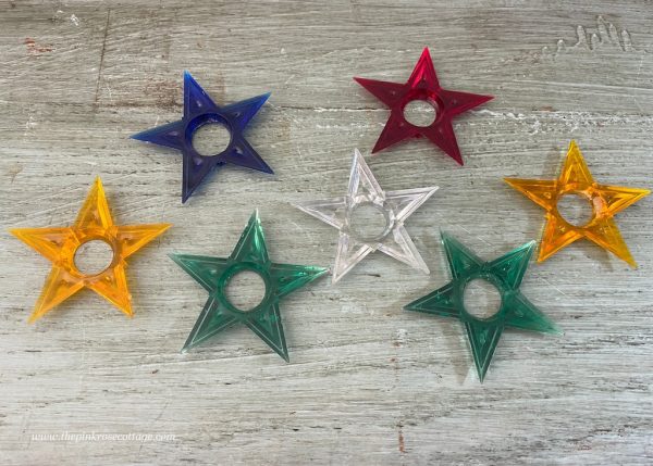 7 Vintage Plastic Star Christmas Tree Bulb Reflectors Discount